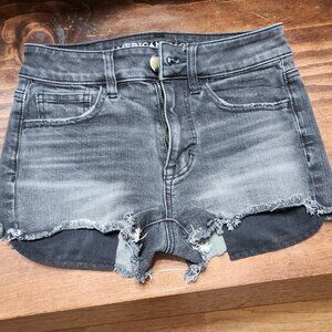 American Eagle Outfitters Hi Rise Shortie Cut Off Black Jean Shorts